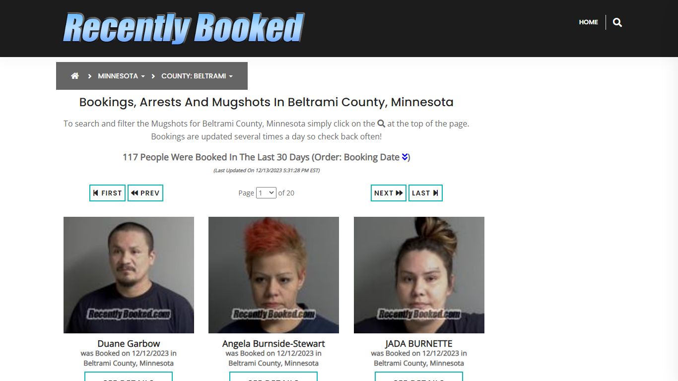 Bookings, Arrests and Mugshots in Beltrami County, Minnesota